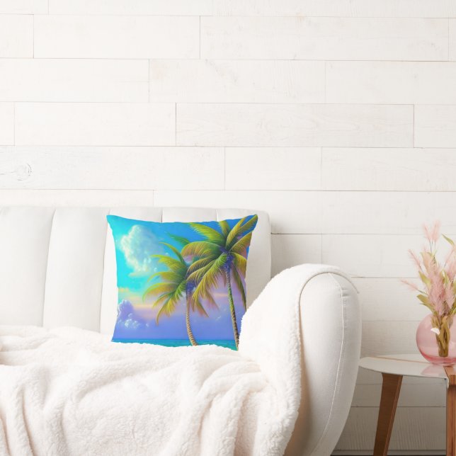 Palmen als Night Falls Tropical Kissen (Liege)