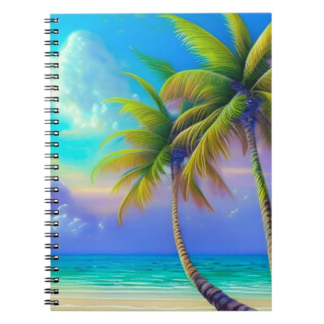 Palmen als Night Falls Tropical Notizblock (Vorderseite)