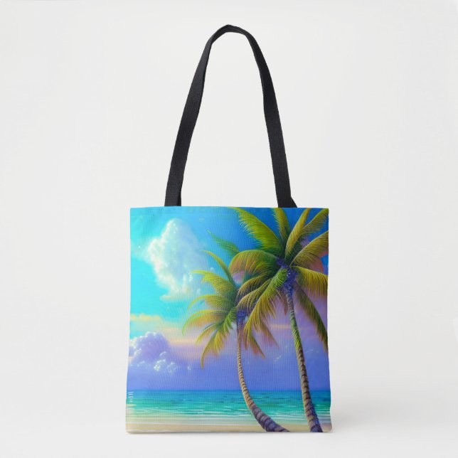 Palmen als Night Falls Tropical Tasche (Vorderseite)
