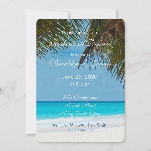 Palmen am Strand Einladungen zur Hochzeit der Prob (Vorderseite)