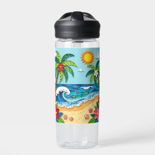 Palmen am Strand  Trinkflasche