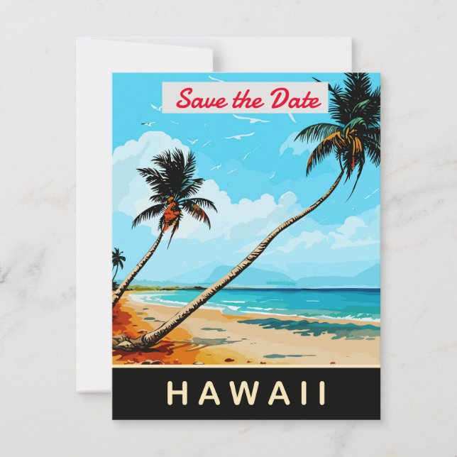 Palmen am Strand von Hawaii, Save The Date (Vorderseite)
