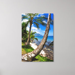 Palmen am Strand von Hideaways Leinwanddruck