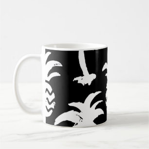 Palmen, Ananas, monochrome Muster. Kaffeetasse
