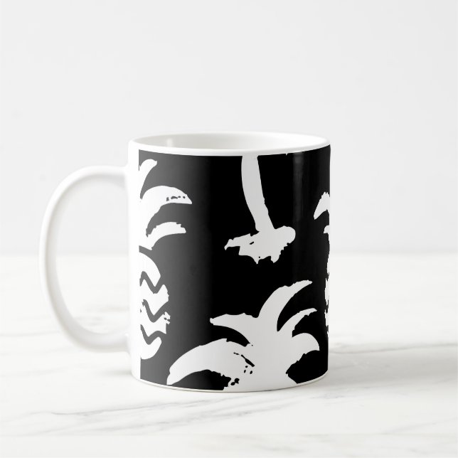 Palmen, Ananas, monochrome Muster. Kaffeetasse (Links)