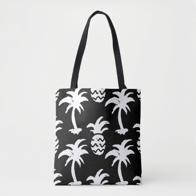 Palmen, Ananas, monochrome Muster. Tasche (Vorderseite)