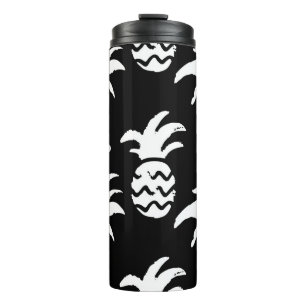 Palmen, Ananas, monochrome Muster. Thermosbecher