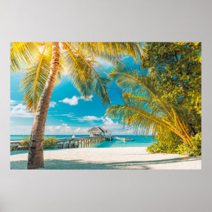 Palmen auf einem schönen Sonnenuntergang Poster