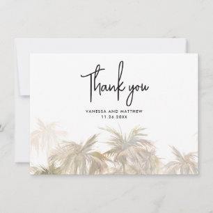 Palmen Bäume Küste handgeschriebene Hochzeit Danke