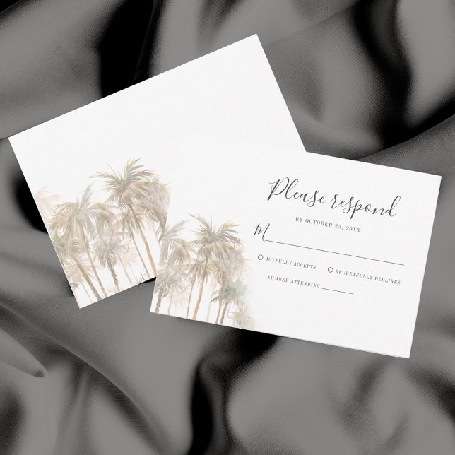 Palmen Bäume Küstenwasser Hochzeit RSVP Karte (Coastal Palm Trees Wedding RSVP Response Card)