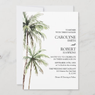Palmen Bäume Watercolor Tropical Beach Hochzeit Einladung