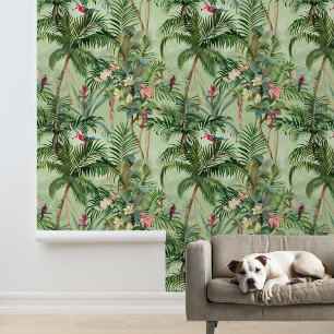Palmen-Blätter für tropische Waldvögel Tapete