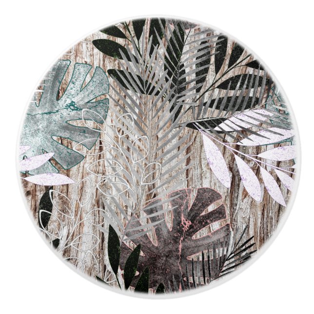 Palmen, Blätter, tropisch, botanisch Keramikknauf (Vorderseite)