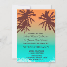 Palmen Blau Meer Hochzeit lädt Strand2 Einladung
