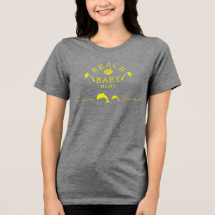 Palmen & Delfine Gelber Strand Baby Mama Tri-Blend Shirt