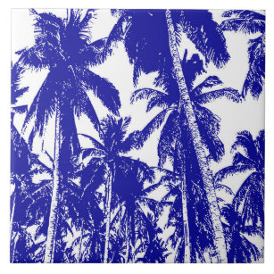 Palmen Design Blau & Weiß Fliese