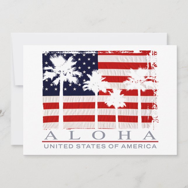 Palmen-Flagge USA-Aloha Party Einladungen (Vorderseite)