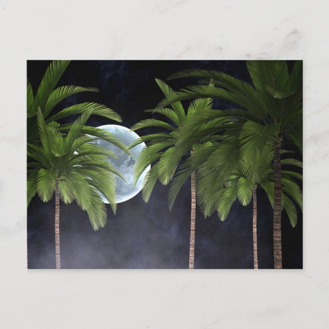 Palmen gegen den Mond Postkarte (Vorderseite)