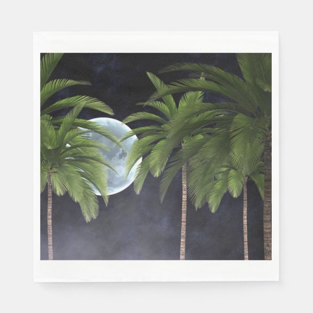 Palmen gegen den Mond Serviette (Vorderseite)