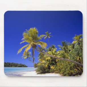 Palmen gesäumter Strand Cookinseln 7 Mousepad