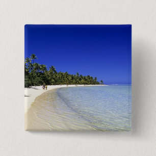 Palmen gesäumter Strand Cookinseln 8 Button