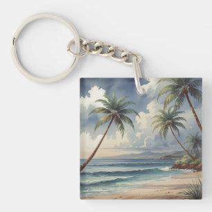 Palmen Hawaii Reise Honolulu Blauer Ozean Schlüsselanhänger