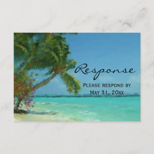 Palmen Hochzeit in Urlaubsort UAWG RSVP Karte