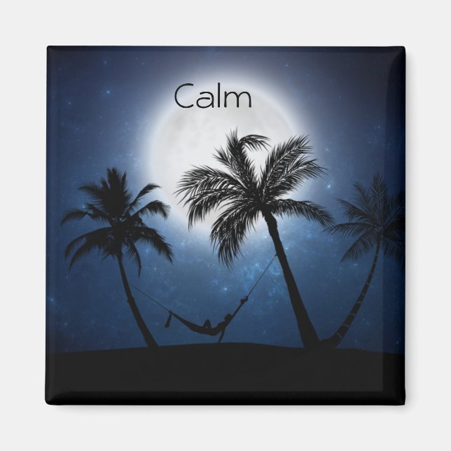 Palmen im Mondschein Magnet (Vorne)