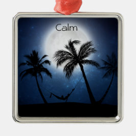 Palmen im Mondschein Ornament Aus Metall