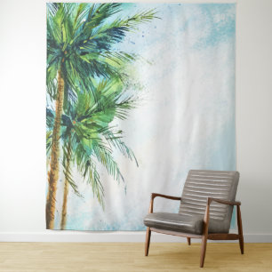 Palmen in Aquarellen tropischer Strand Wandteppich