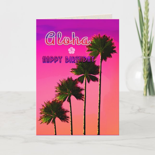 Palmen in der Sunset Birthday Card Nr.2 Karte (Vorderseite)