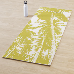 Palmen in einem goldgeposterten Design Yogamatte