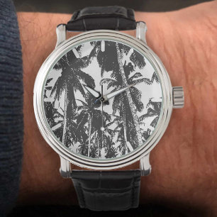 Palmen in einem posterisierten Design Armbanduhr