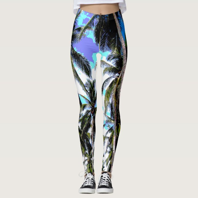 Palmen in einem posterisierten Design Leggings (Vorderseite)