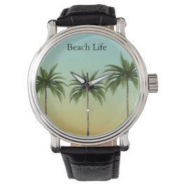Palmen in einer Reihe, Strandleben Armbanduhr