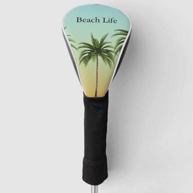 Palmen in einer Reihe, Strandleben Golf Headcover (Vorderseite)