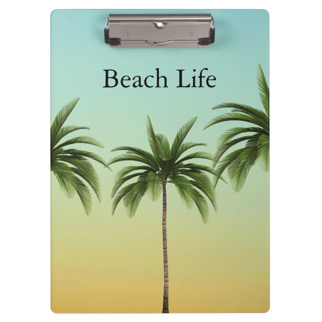 Palmen in einer Reihe, Strandleben Klemmbrett (Vorderseite)