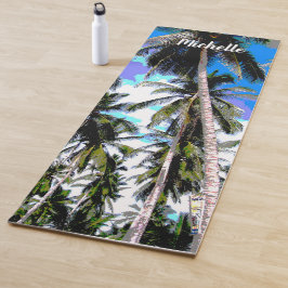 Palmen in farbenprächtigem Posterdesign Yogamatte