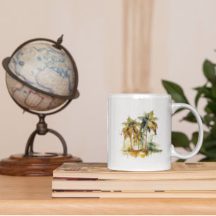 Palmen in grünen und gelben Aquarelltropen Kaffeetasse