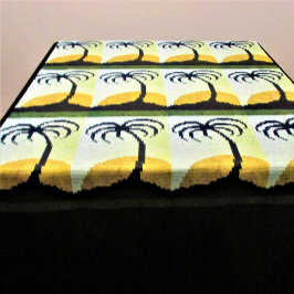 Palmen Insel Sun Green Artisan Crochet Print Wandteppich