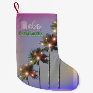 Palmen mit Lichtern Mele Kalikimaka Kleiner Weihnachtsstrumpf
