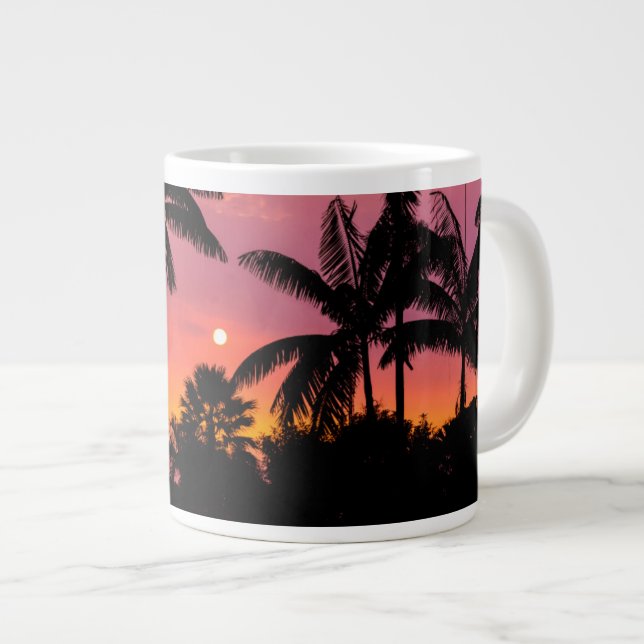 Palmen mit Silhouette, Hawaii Jumbo-Tasse (Vorderseite Rechts)