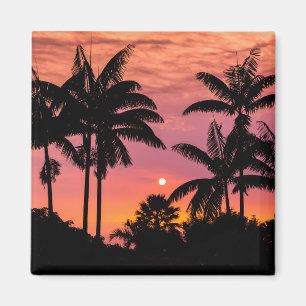 Palmen mit Silhouette, Hawaii Magnet