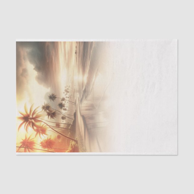Palmen & Orange Sunset Beach Hochzeit Seidenpapier (Vorderseite)