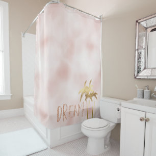 Palmen Palmen Rosa Ombre Glitzer Traum      Duschvorhang