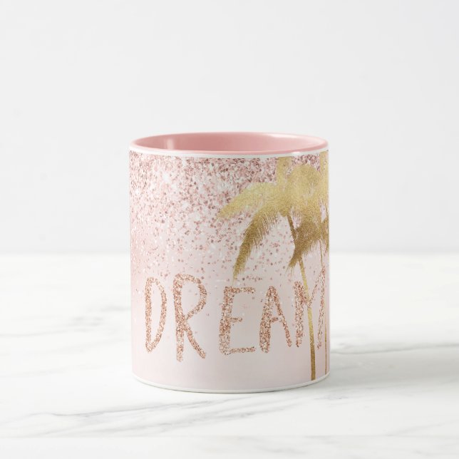 Palmen Palmen Rosa Ombre Glitzer Traum       Tasse (Zentrum)