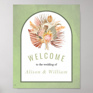 Palmen, Pampas Gras Salbei Hochzeit Poster