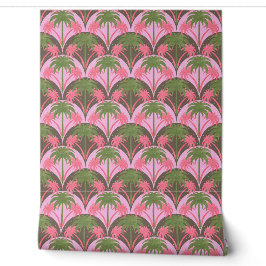Palmen Retro Textur Rosa grünes Braun Tapete