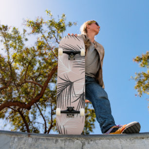 Palmen Schwarz-weiß Erdung Ton Rosa Skateboard