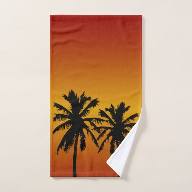 Palmen Silhouette in Orangensonne Handtuch (Handtuch)